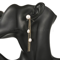 Boucles d'oreilles puces en perles de coquillage et perles de culture d'eau douce naturelles&nbsp;EJEW-JE07396