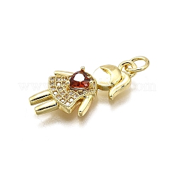 Pendentifs avec zircon cubiques à micro-pavés en laiton&nbsp;KK-Z100-19G-02