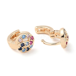 Pendientes de aro coloridos de circonita cúbica micro pavimentados de latón chapado en estante para mujer&nbsp;EJEW-P238-03KCG