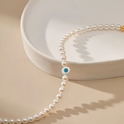 Elegantes pulseras de cuentas redondas de imitación de perlas de latón para mujer&nbsp;EQ5066