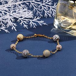 Cremagliera in ottone placcatura perline zirconi&nbsp;ZIRC-NB0001-35