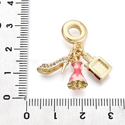 Europäische Anhänger aus Messing mit Mikropflaster und klarem Zirkonia und Emaille&nbsp;KK-T079-74G