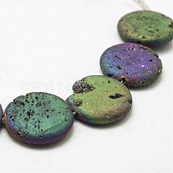 Fili di perline di cristallo geode druzy elettrolitico placcato&nbsp;G-N0251-30mm-06