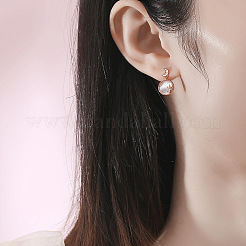 Orecchini asimmetrici con conchiglia naturale luna e stella con zirconi chiari&nbsp;MOST-PW0001-061G