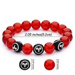 Bracciale elasticizzato in agata rossa naturale con perline rotonde&nbsp;BJEW-SW00077-08