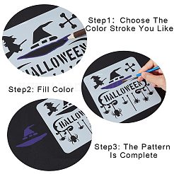Halloween 16 piezas 16 estilos pet plástico ahueca hacia fuera dibujo pintura plantillas plantillas&nbsp;DIY-WH0349-58
