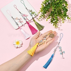 5 pz. Perlina di vetro bicolore con decorazioni pendenti a forma di fiore e farfalla in plastica ABS&nbsp;HJEW-YW00481