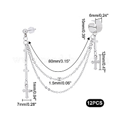 12 pieza de pendientes de puño de acero inoxidable 304&nbsp;EJEW-UN0001-94