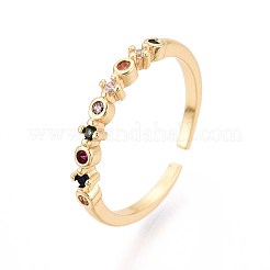 Anelli per polsini da donna in ottone con micro pavé di zirconi cubici&nbsp;KK-T071-80G