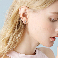 12 par de pendientes de latón con circonita cúbica de 4 estilos&nbsp;EJEW-BC0001-01