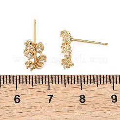 Pendientes de botón de latón con circonitas cúbicas microtransparentes engastadas con forma de rama frondosa de Shegrace&nbsp;XGRQ4N292-717G
