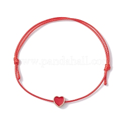 2 Stück 2-farbiges Legierungs-Emaille-Herz-Armband-Set mit geflochtenen Perlen&nbsp;BJEW-JB09740