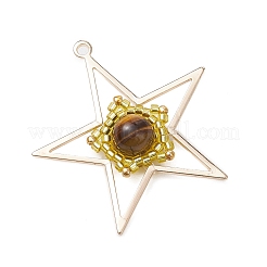 Pendenti a forma di stella con perline di semi di vetro e occhio di tigre naturale fatti a mano&nbsp;PALLOY-MZ00496-02