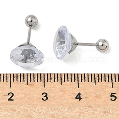 Boucles d'oreilles puces en acier inoxydable 304 serties de diamants et de zirconiums cubiques&nbsp;EJEW-U067-01P