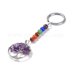 Edelstein und natürliches Amethyst Chakra keychain&nbsp;KEYC-P037-A02