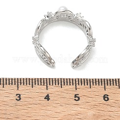Bagues ouvertes en laiton et plastique ABS avec perle&nbsp;RJEW-Z145-04P