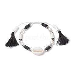 Natürliche geflochtene Perlenarmbänder aus Kaurimuscheln&nbsp;BJEW-JB11498