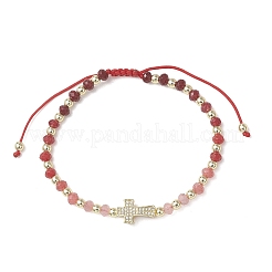 Pulseras trenzadas con cuentas de jade de Malasia teñido natural y rondelle&nbsp;BJEW-JB13395