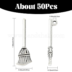 50 pendentif balai en alliage de zinc de style tibétain&nbsp;TIBEP-YW0002-15