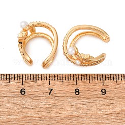 Stern mit Mond Messing Micro Pave klare Zirkonia Manschette Ohrringe&nbsp;EJEW-Z127-08G