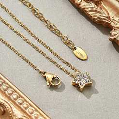 Collane a catena con ciondolo in cristallo e strass in acciaio inossidabile 304 per donna&nbsp;NJEW-C062-01F-G