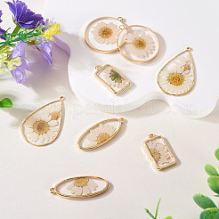 8 Stück 4 Stile Legierung Epoxidharz innere Blumenanhänger&nbsp;FIND-BG0001-05