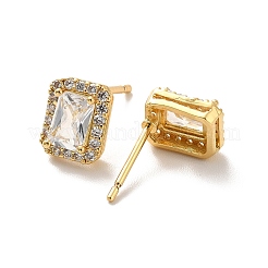 Boucles d'oreilles rectangulaires en zircone cubique transparente&nbsp;LS-EJEW-K093-20G