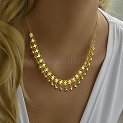 Collares de cadena con borlas y campana de eslabones de trébol de metal y latón vintage de moda para mujer&nbsp;OK9797