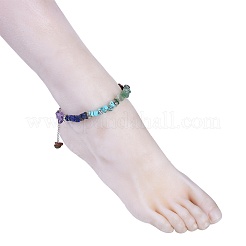 Chakra Schmuck natürliche & synthetische Edelstein-Chip Fußkettchen&nbsp;X-AJEW-AN00269