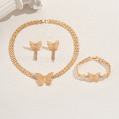 Elegante französische Legierung Strass Hohl Schmetterling Armbänder & Ohrringe & Halsketten Sets für Frauen Bankette und Hochzeiten&nbsp;MT6974