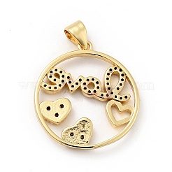 Placage de crémaillère en laiton micro pavé pendentifs en zircone cubique claire&nbsp;X-ZIRC-F129-41G