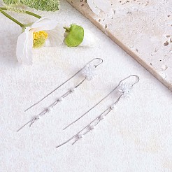 Orecchini pendenti con fiore di strass di cristallo anti-appannamento e perle di conchiglia con nappe&nbsp;JE1040A