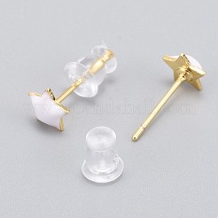 Orecchini a bottone in ottone smaltato&nbsp;EJEW-L231-67D