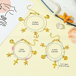Charm-Armband aus Legierung mit Seestern&nbsp;BJEW-FS00016