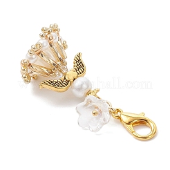 Decorazioni pendenti a forma di angelo con perline di vetro fatte a mano&nbsp;HJEW-MZ00381-05