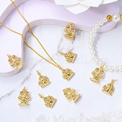 5pcs latón micro pavé colgantes de circonita cúbica&nbsp;KK-SZ0007-96A