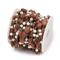 Pepitas de oro sintético y cadenas de eslabones hechas a mano de acero inoxidable 316&nbsp;CHS-K021-14G-05
