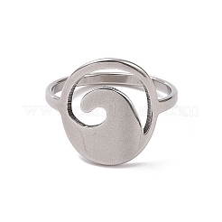 Anlaufgeschützter ovaler Fingerring aus 201er Edelstahl mit Wellenmuster&nbsp;RJEW-J051-40P