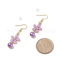 Flor de pedrería con pendientes colgantes de perlas de vidrio&nbsp;EJEW-JE04991