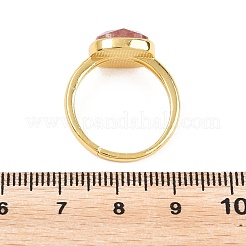 Bagues en quartz fraise naturel avec accessoires en laiton&nbsp;G-H353-04G-05