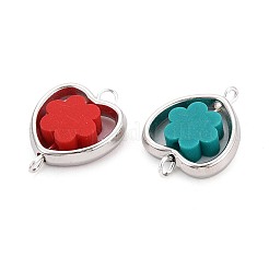 Polymerclay-Blumenperlen mit CCB-Kunststoff-Herzrahmen-Verbindern&nbsp;CLAY-T022-28M