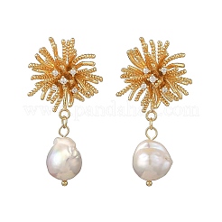 Boucles d'oreilles en laiton avec zircone cubique de micro pave&nbsp;EJEW-JE07436