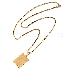 Collane con catena a maglie squadrate con pendente rettangolare in acciaio inossidabile 201 con elementi arabi&nbsp;NJEW-D089-02G