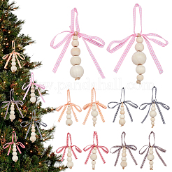 30 pièces 10 styles de décorations pendentif en perles en bois&nbsp;HJEW-AB00736