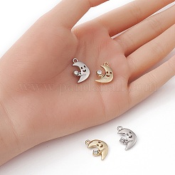 4 Stück 2-Farben-Rack-Plating-Legierung-Strass-Anhänger&nbsp;FIND-YW0003-60