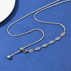 Verstellbare Lasso-Halsketten aus 304er Edelstahl mit Blattgliedern und Schieber für Damen&nbsp;NJEW-B133-01P
