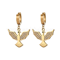 Pendientes de aro con rhinestone de acero inoxidable 304&nbsp;EJEW-Z098-32G