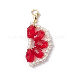 Decorazioni pendenti con perle di vetro e perline di vetro arancioni&nbsp;HJEW-TA00336-02
