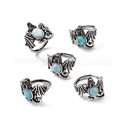 Verstellbare Ringe aus natürlichem Dinosaurier-Edelstein&nbsp;RJEW-G273-01AS