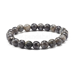 Ensemble de bracelets en perles tressées en larvikite naturelle et pierre de lave pour filles et femmes&nbsp;BJEW-JB06972-01
